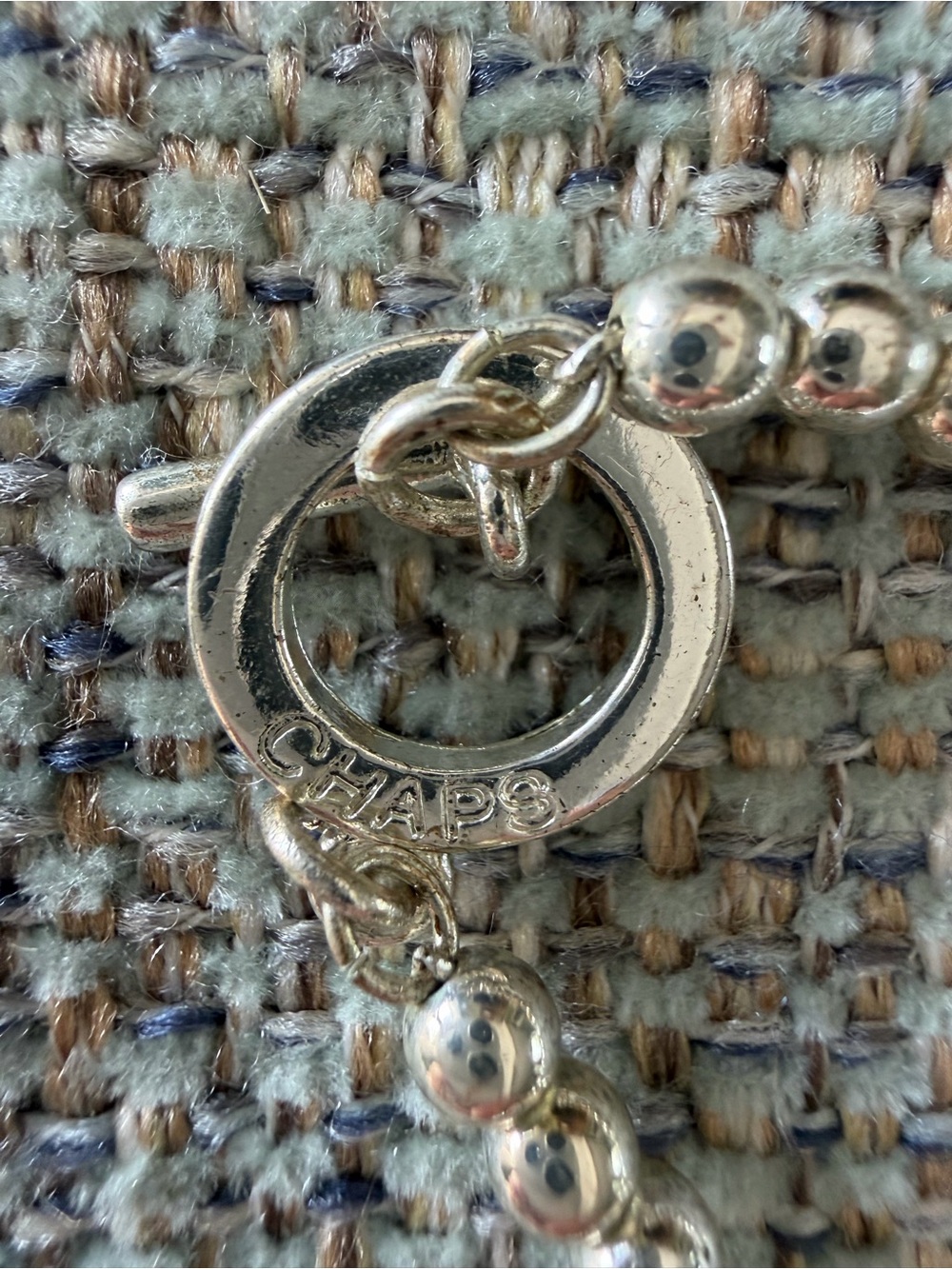 CHAPS Silver Tone Graduated Beaded Necklace Toggle Clasp - Picture 2 of 2